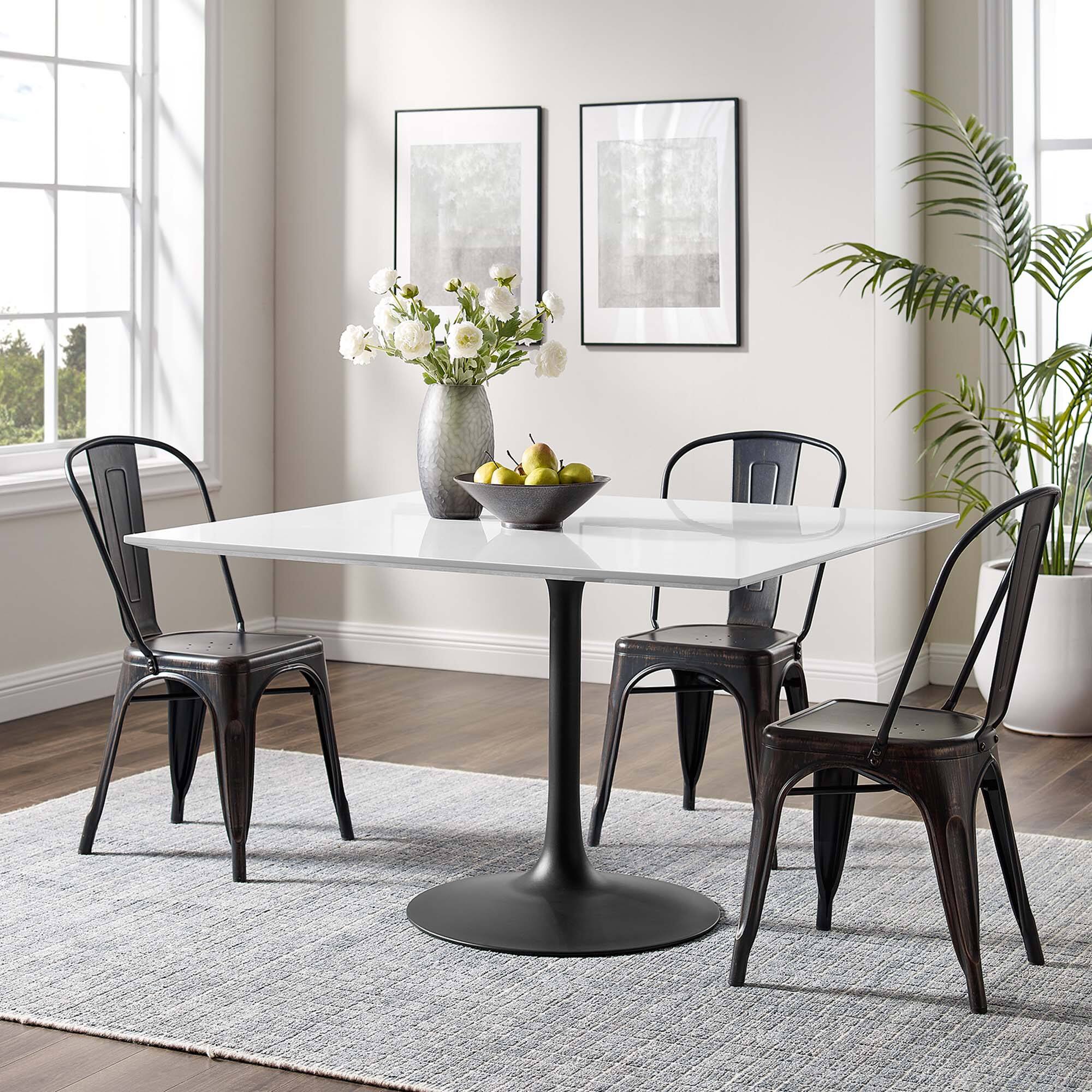 Alt View 2. Modway - Lippa 48" Square Wood Dining Table by Modway - Black White.