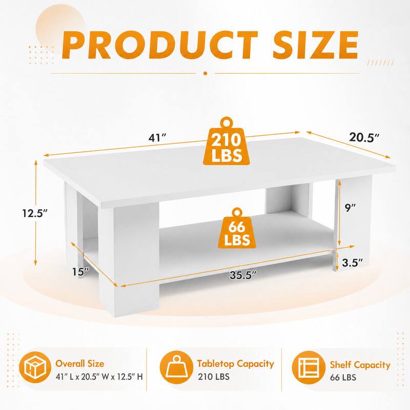 PRODUCT SIZE

41" L X 20.5" W X 12.5" H

Tabletop Capacity 210 LBS

Shelf Capacity 66 LBS