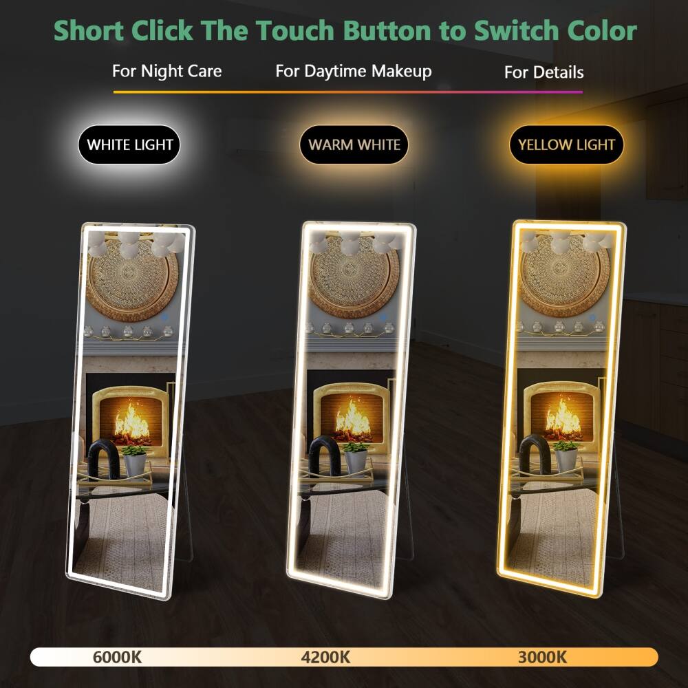 Short Click The Touch Button to Switch Color

For Night Care | For Daytime Makeup | For Details

WHITE LIGHT (6000K)  
WARM WHITE (4200K)  
YELLOW LIGHT (3000K)