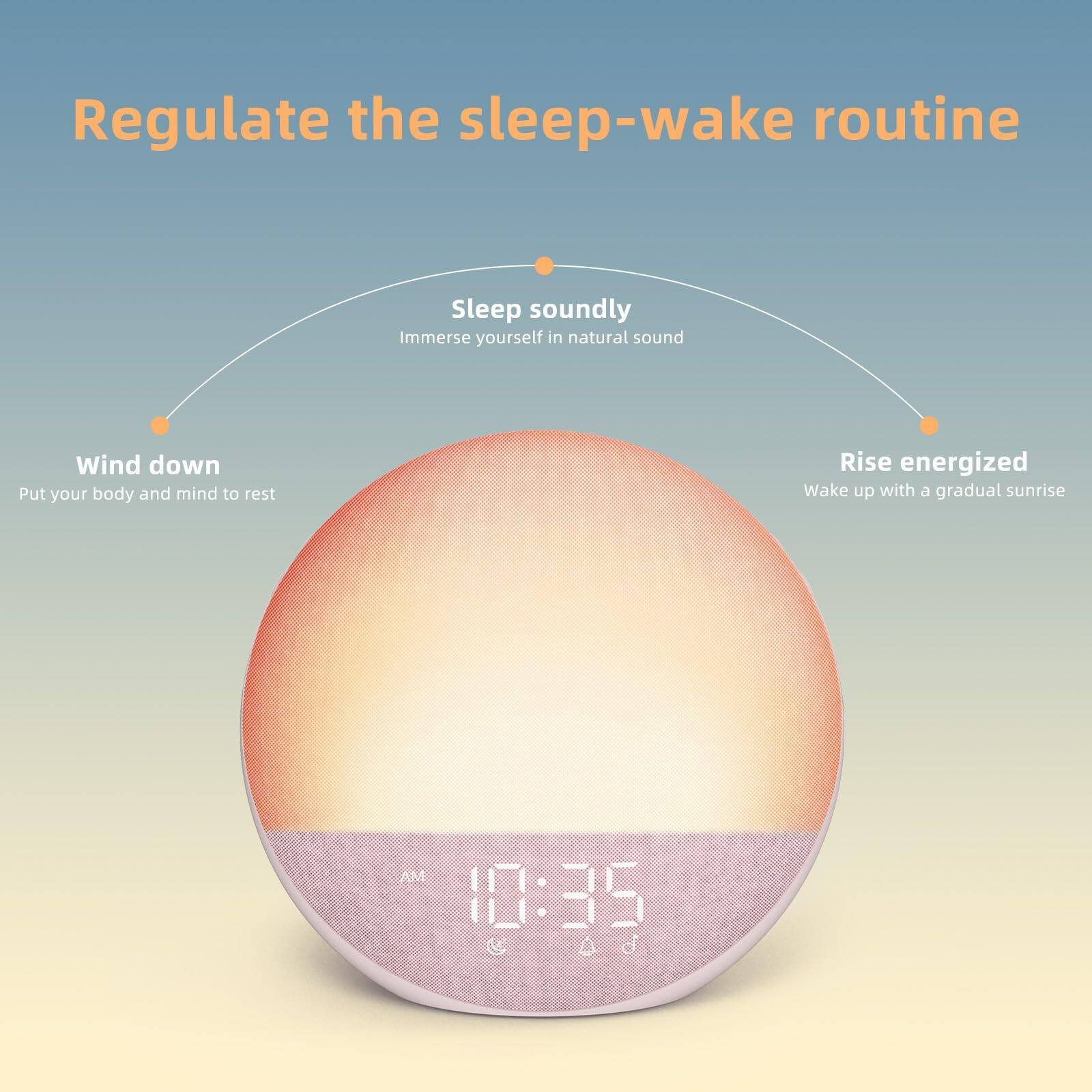 Regulate the sleep-wake routine

- Sleep soundly
  - Immerse yourself in natural sound

- Wind down
  - Put your body and mind to rest

- Rise energized
  - Wake up with a gradual sunrise

10:35