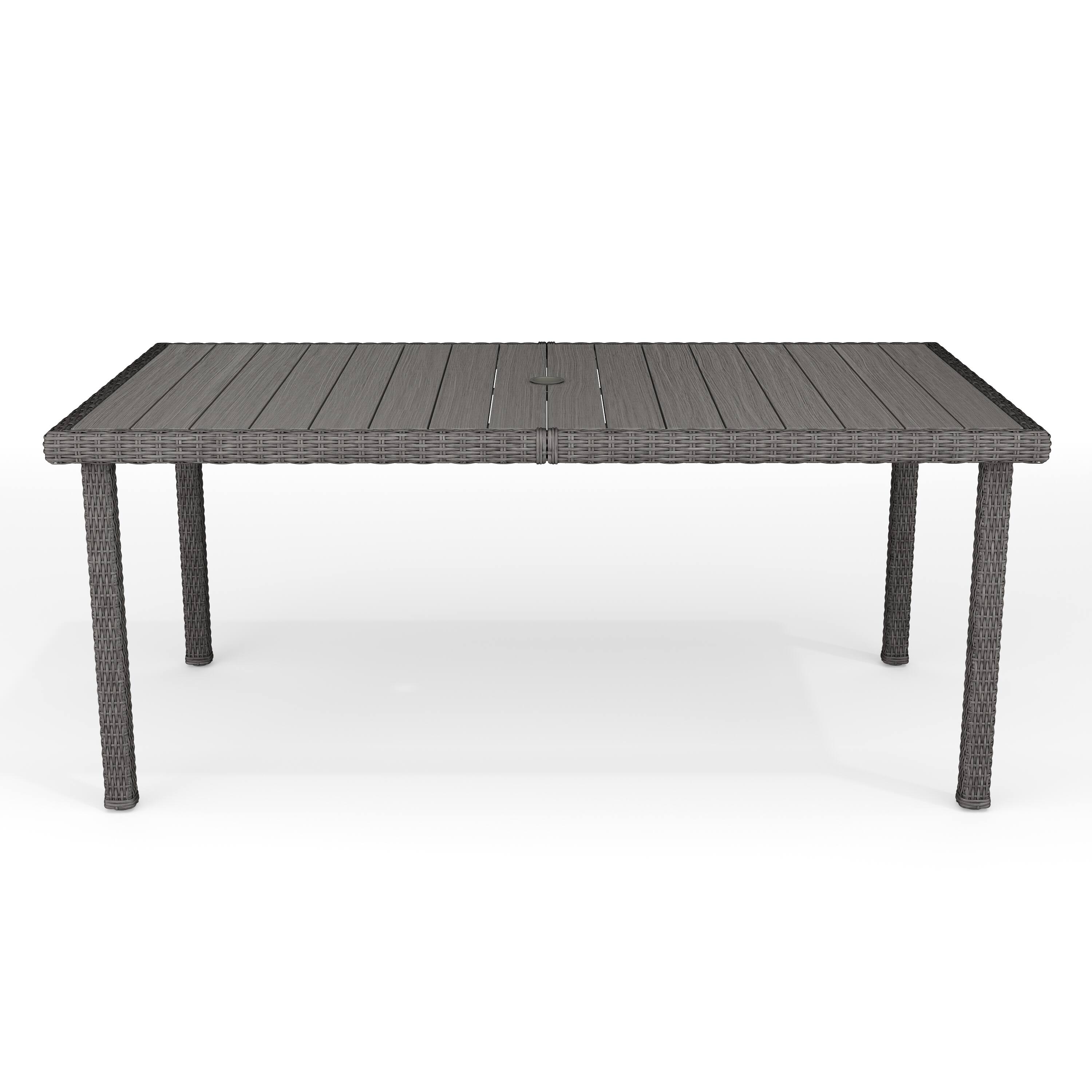 Alt View 9. Martha Stewart - Bedford 71" Outdoor Rattan Wicker Patio Table with Engineered Wood Top - Gray.