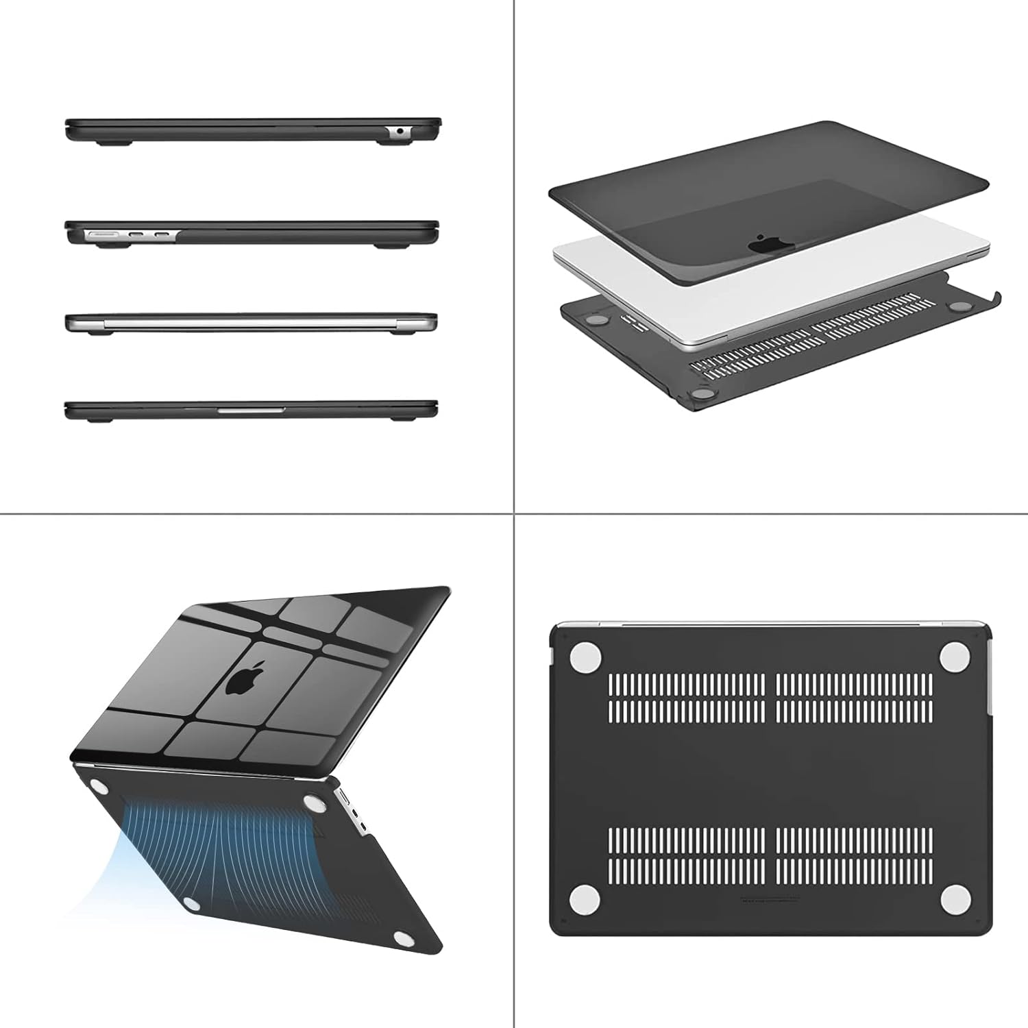 Alt View 1. mosiso - Laptop Case for MacBook Air 13 inch Case M5 A3449 M4 A3240 M3 A3113 M2 A2681 2022-2026 - Smoke Black.