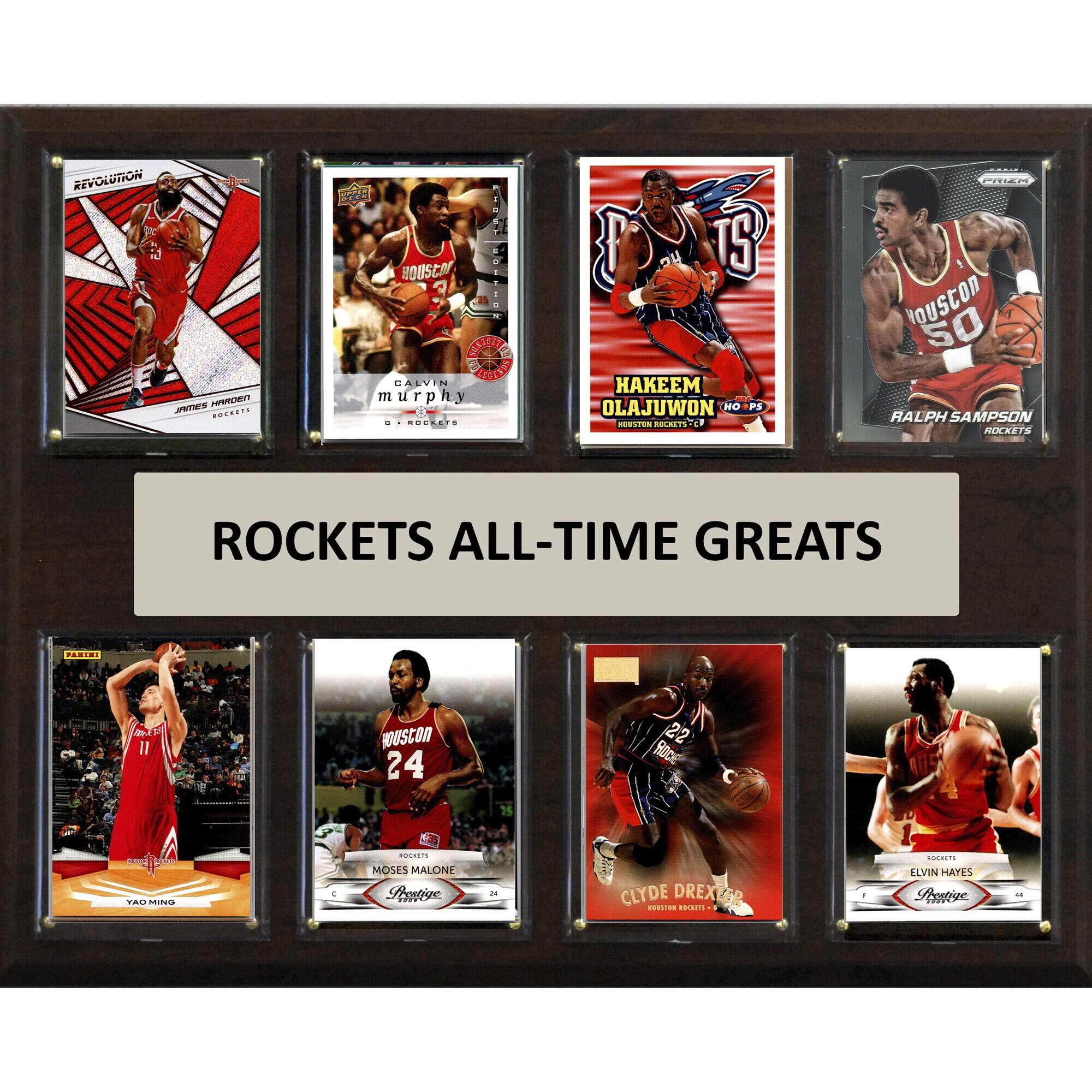 REVOLUTION  
JAMES HARDEN  
HOUSTON ROCKETS  

MOUSC  
CALVIN MURPHY  
HOUSTON ROCKETS  

HAKEEM OLAJUWON  
HOUSTON ROCKETS  

RALPH SAMPSON  
HOUSTON ROCKETS  

YAO MING  
HOUSTON ROCKETS  

MOSES MALONE  
HOUSTON ROCKETS  

CLYDE DREXLER  
HOUSTON ROCKETS  

ELVIN HAYES  
HOUSTON ROCKETS  

ROCKETS ALL-TIME GREATS