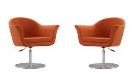 Manhattan Comfort - Voyager Modern Woven Blend Swivel Lounge Chair - Set of 2 - Orange