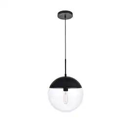 Living District - Eclipse 1 Light Black Pendant With Clear Glass - Black And Clear