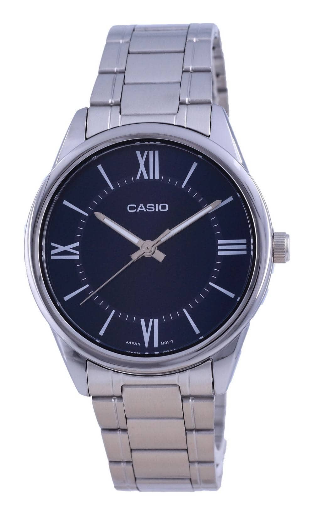 Casio - Analog Quartz MTP-V005D-2B5 MTPV005D-2 Mens Watch Blue Dial Stainless Steel - Black price history on PriceWatchPro