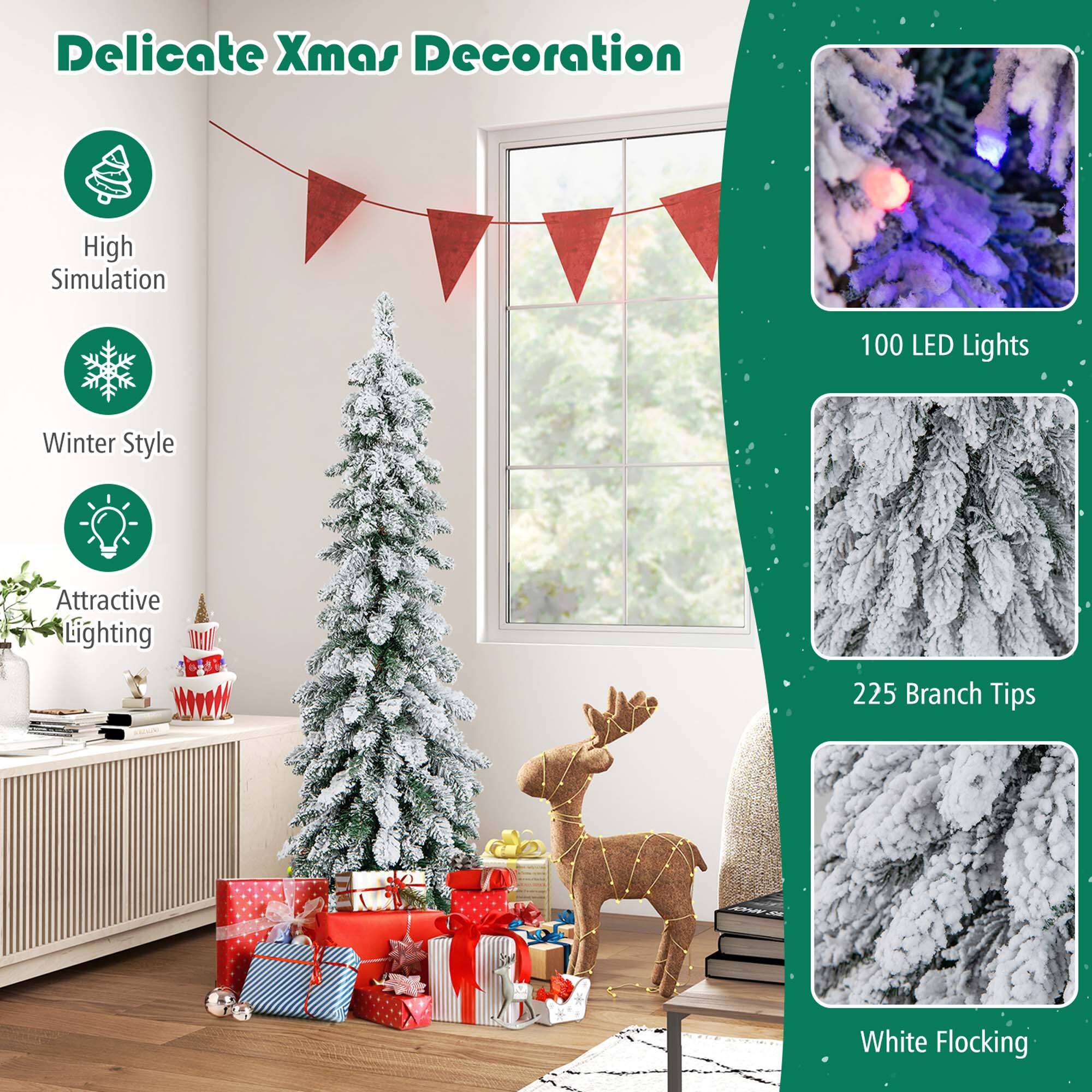 Delicate Christmas Decoration High Simulation 100 LED Lights Winter Style Attractive Lighting 225 Branch Tips White Flocking