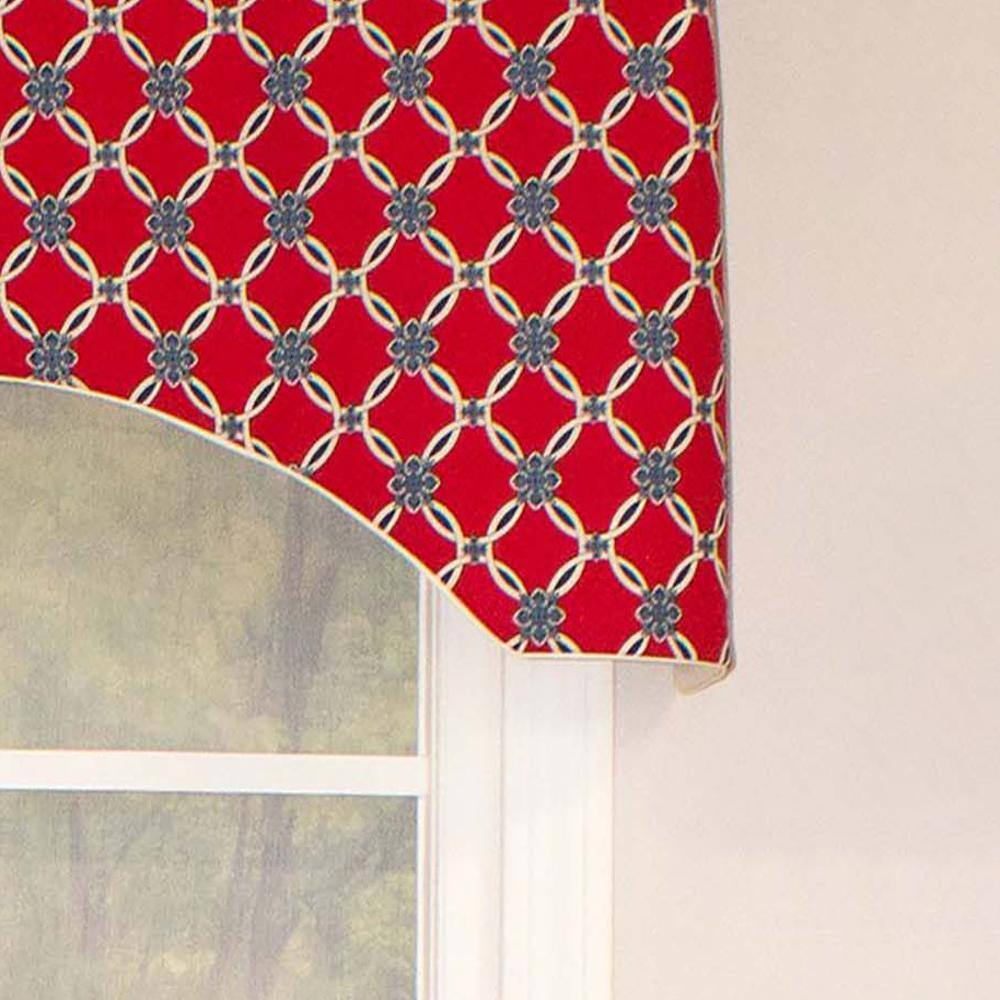 Left. RLF Home - RLF Home Andromeda Geometric Arch 3" Rod Pocket Valance 50" x 17" Red - Red.