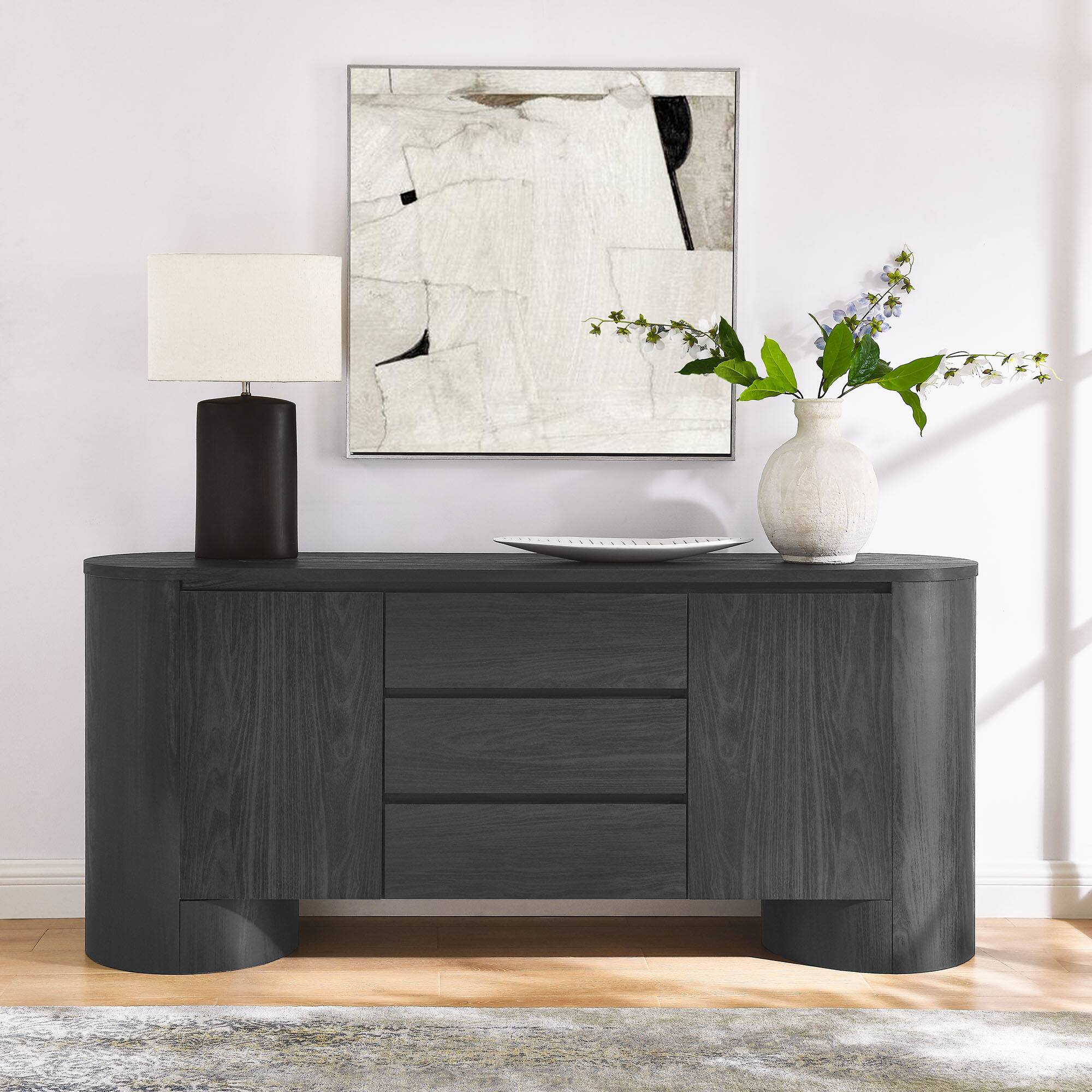 Alt View 1. Modway - Duval 71" Rounded Sideboard Storage Cabinet by Modway - Black.