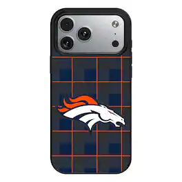 Keyscaper - NFL - Denver Broncos - Plaid Magnetic Bump iPhone Case - 15 - Black