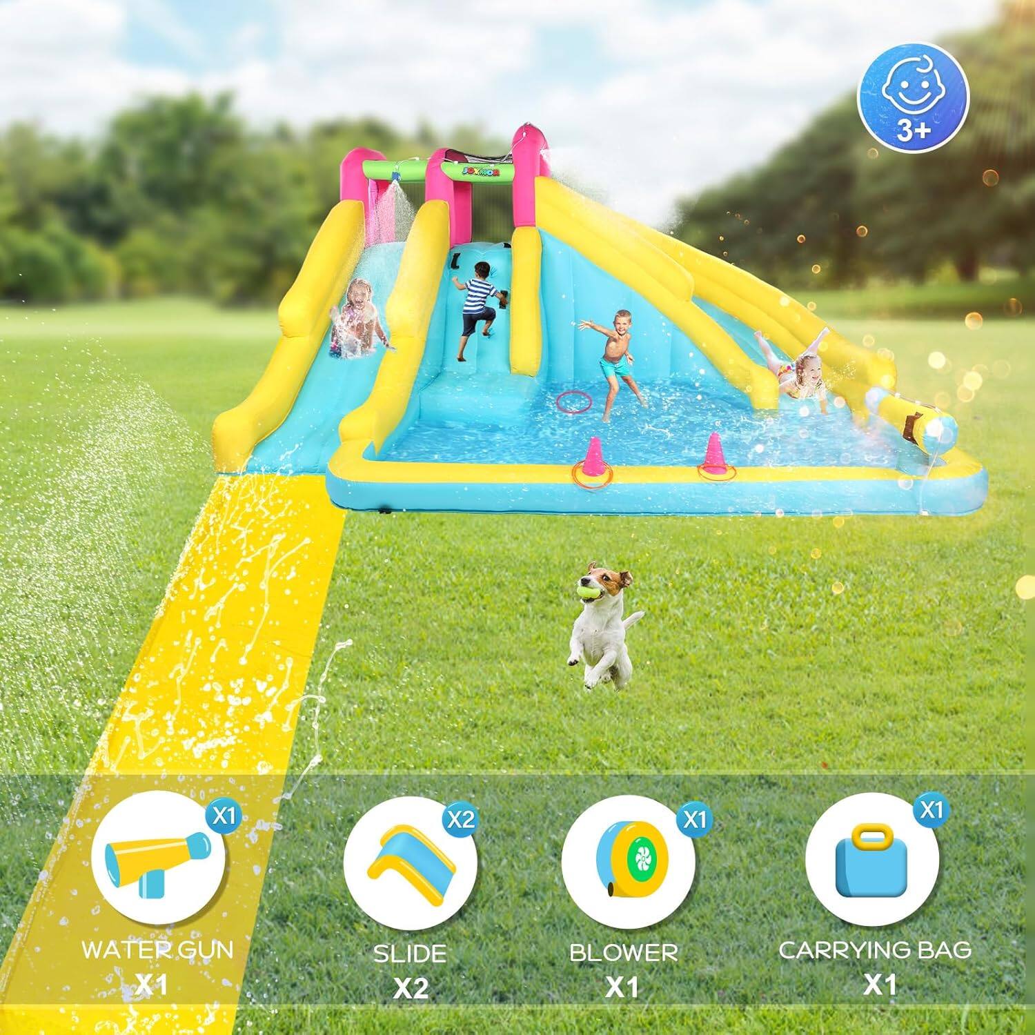 3+  
X1 WATER GUN  
X2 SLIDE  
X1 BLOWER  
X1 CARRYING BAG