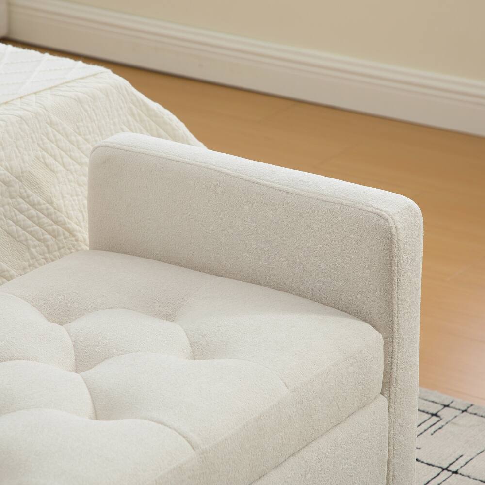 Alt View 2. Ropilly - Ropilly Modern Upholstered Storage Bench with Rolled Armrests Beige - Beige.