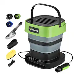 Unique Bargains - Cordless Electric Sprayer, 3.2gal Tank, Auto-Rewind Hose Reel Portable Pressure Washer for Cars Garden - Green