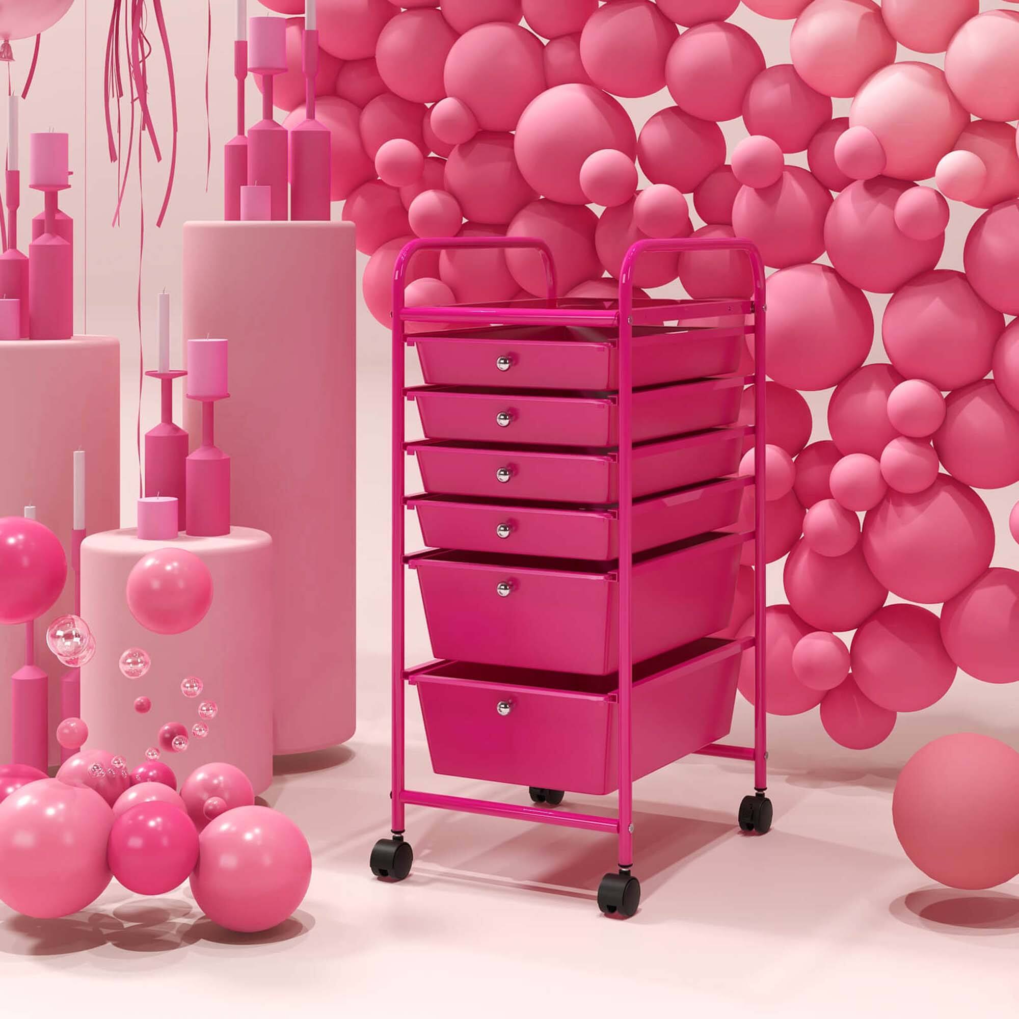 Alt View 9. Costway - Costway 6 Drawer Rolling Storage Cart Scrapbook Paper Office Organizer - Hot Pink.