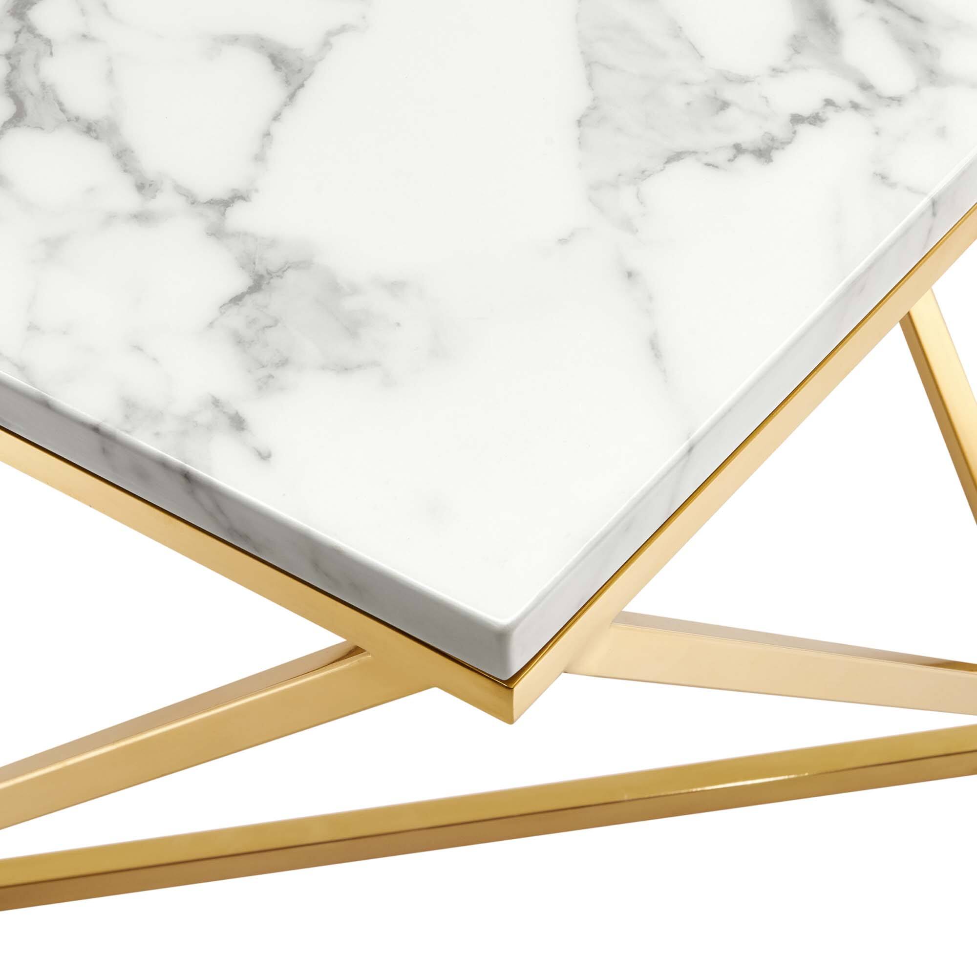 Alt View 3. Modway - Vertex Gold Metal Stainless Steel Coffee Table by Modway - Gold White.