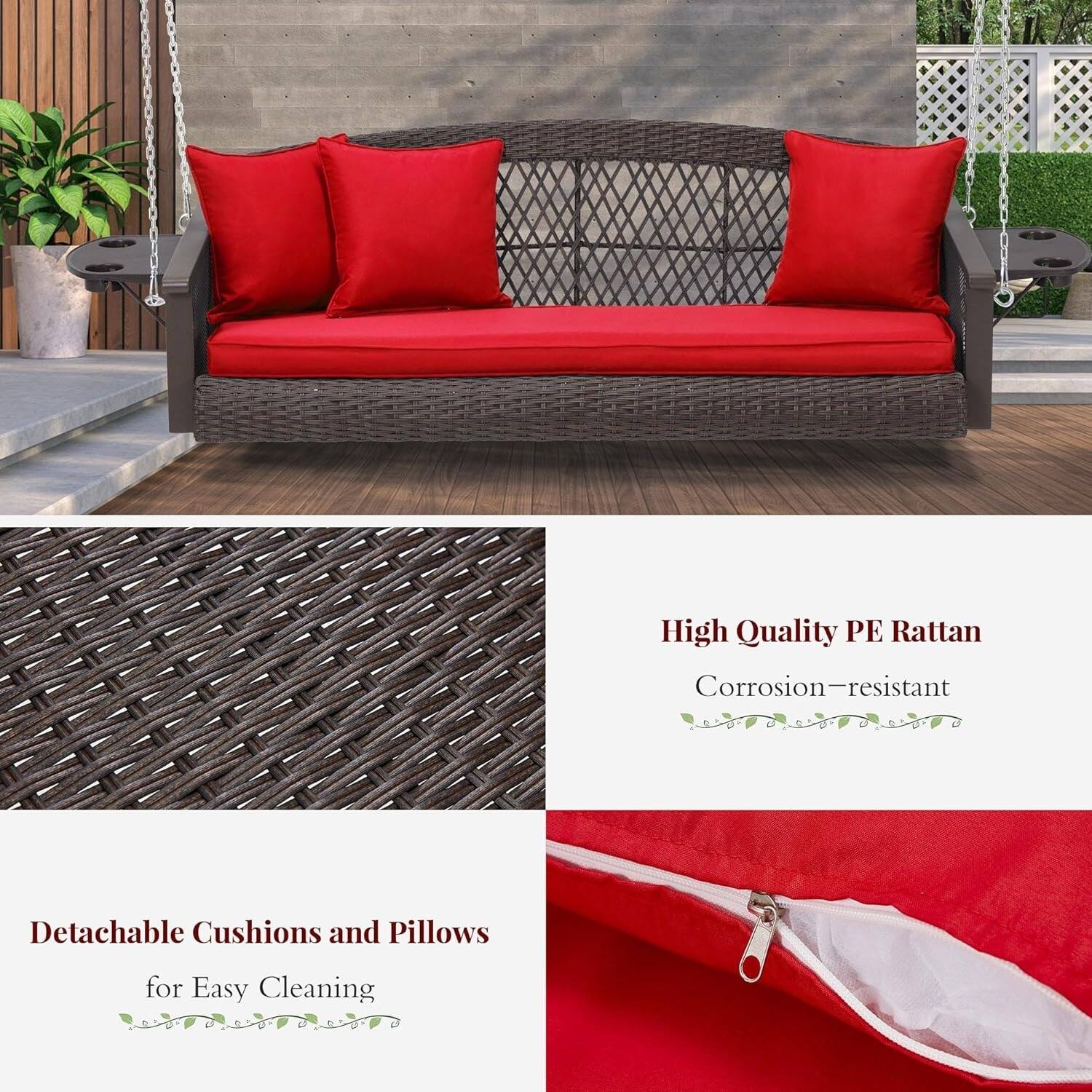 High Quality PE Rattan  
Corrosion-resistant  

Detachable Cushions and Pillows for Easy Cleaning