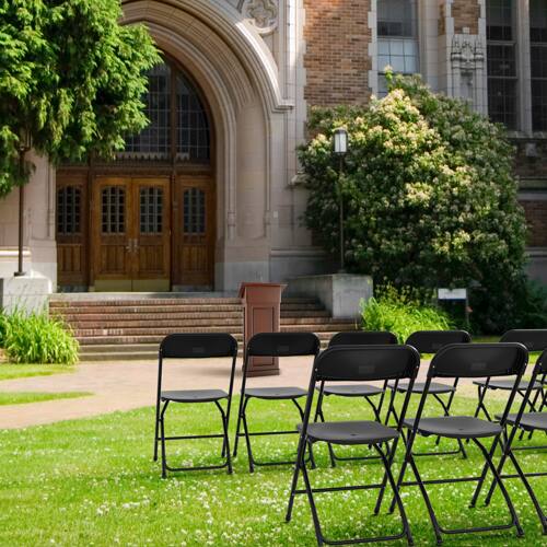 Alt View 6. Winado - Portable Plastic Folding Chair, 4PCS Commercial Seat with Steel Frame for Indoor Outdoor Wedding Party Picnic Dining - Black.