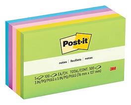 Post-it - Notes, 3" x 5", Floral Fantasy Collection, 100 Sheet/Pad, 5 Pads/Pack - Multicolor