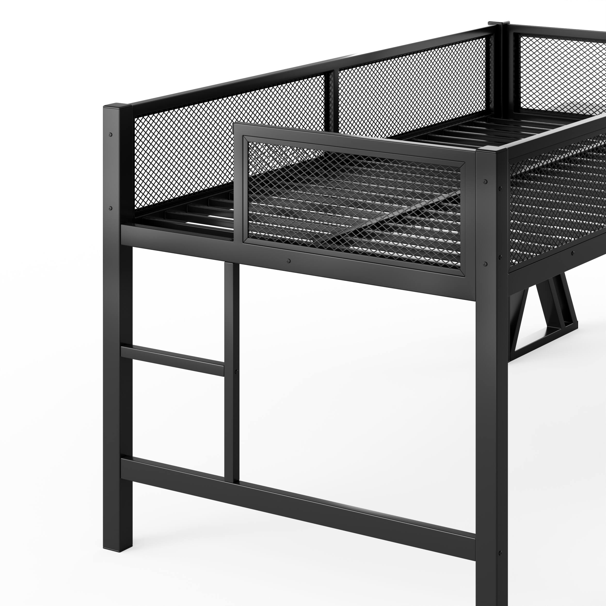 Alt View 8. Whisen - Gaming Loft Bed with Desk, RGB LED & USB Ports, Metal Frame Workstation for Dorm & Bedroom - Black.