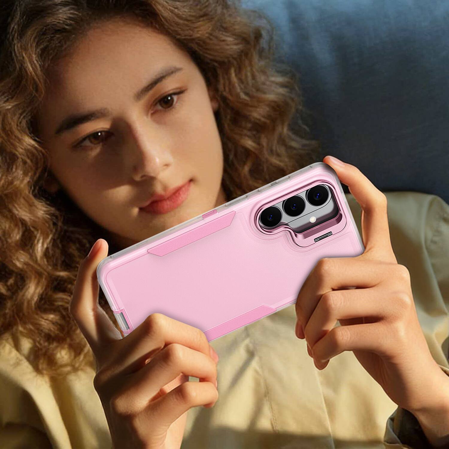 Alt View 5. Dteck - For Samsung Galaxy A17 5G/A16 5G/A26 Rugged Case, Heavy Duty Dual Layer Shockproof Lens Kickstand Drop Protection Cover - Pink.