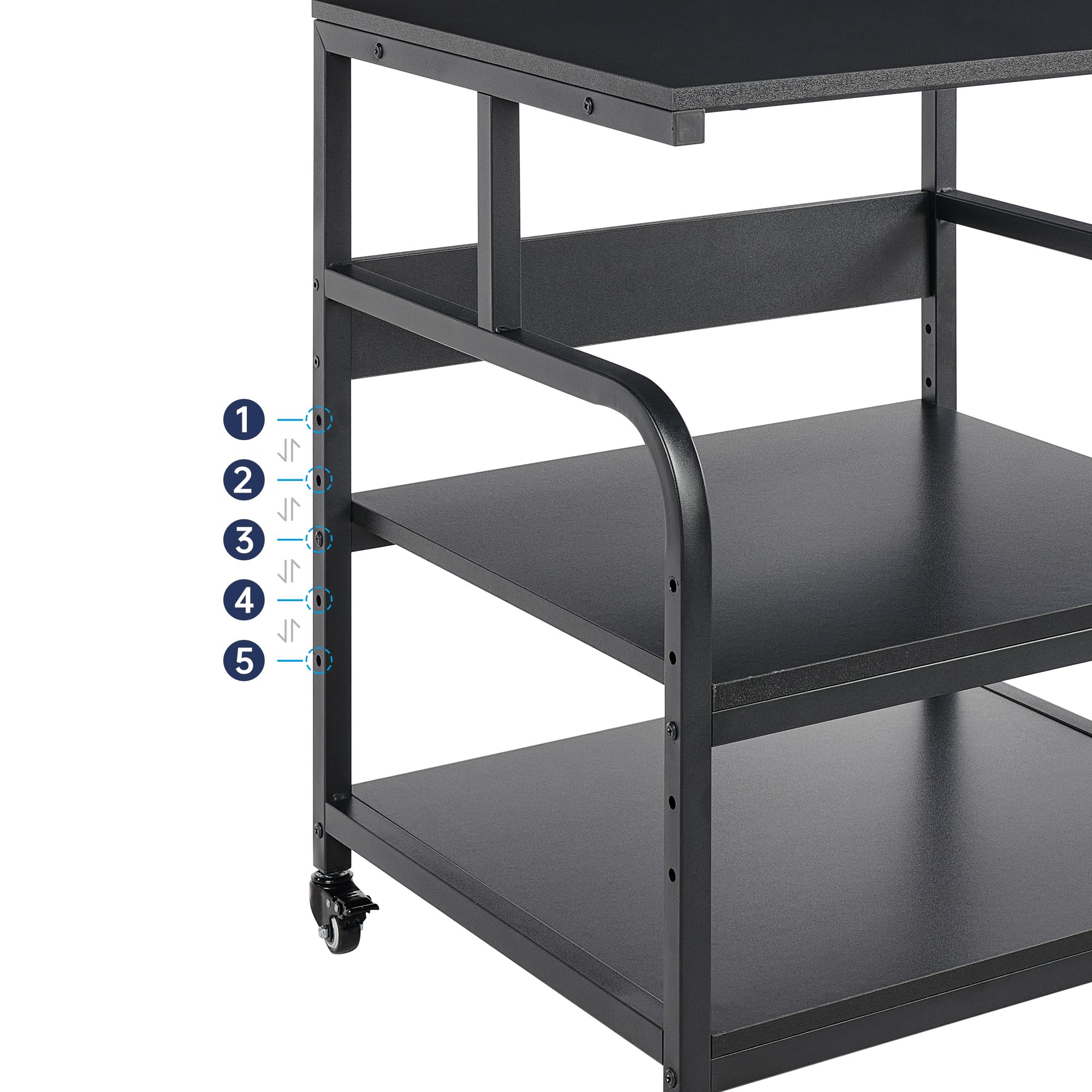 Alt View 1. JETRANSPORT - 25.6" X 23.6" Extra Large Printer Stand Table With Adjustable Storage Shelf 3 Tier Rolling Cart - Rustic Brown 23 6 W x 18 9 D x 30 H.