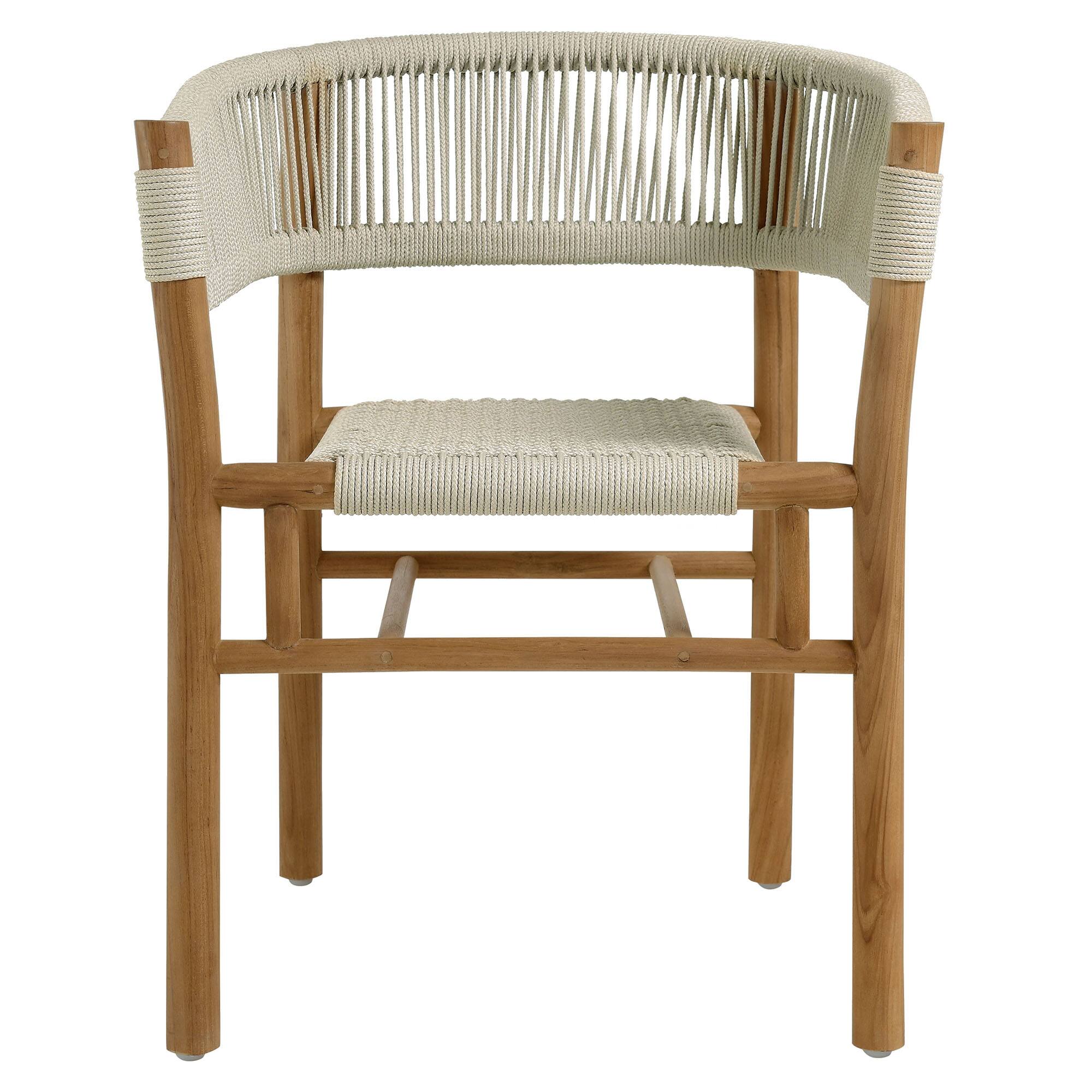 Alt View 5. Modway - Vienna Outdoor Patio Teak and Rope Curved-Back Dining Armchairs Set of 2 by Modway - Natural Natural.