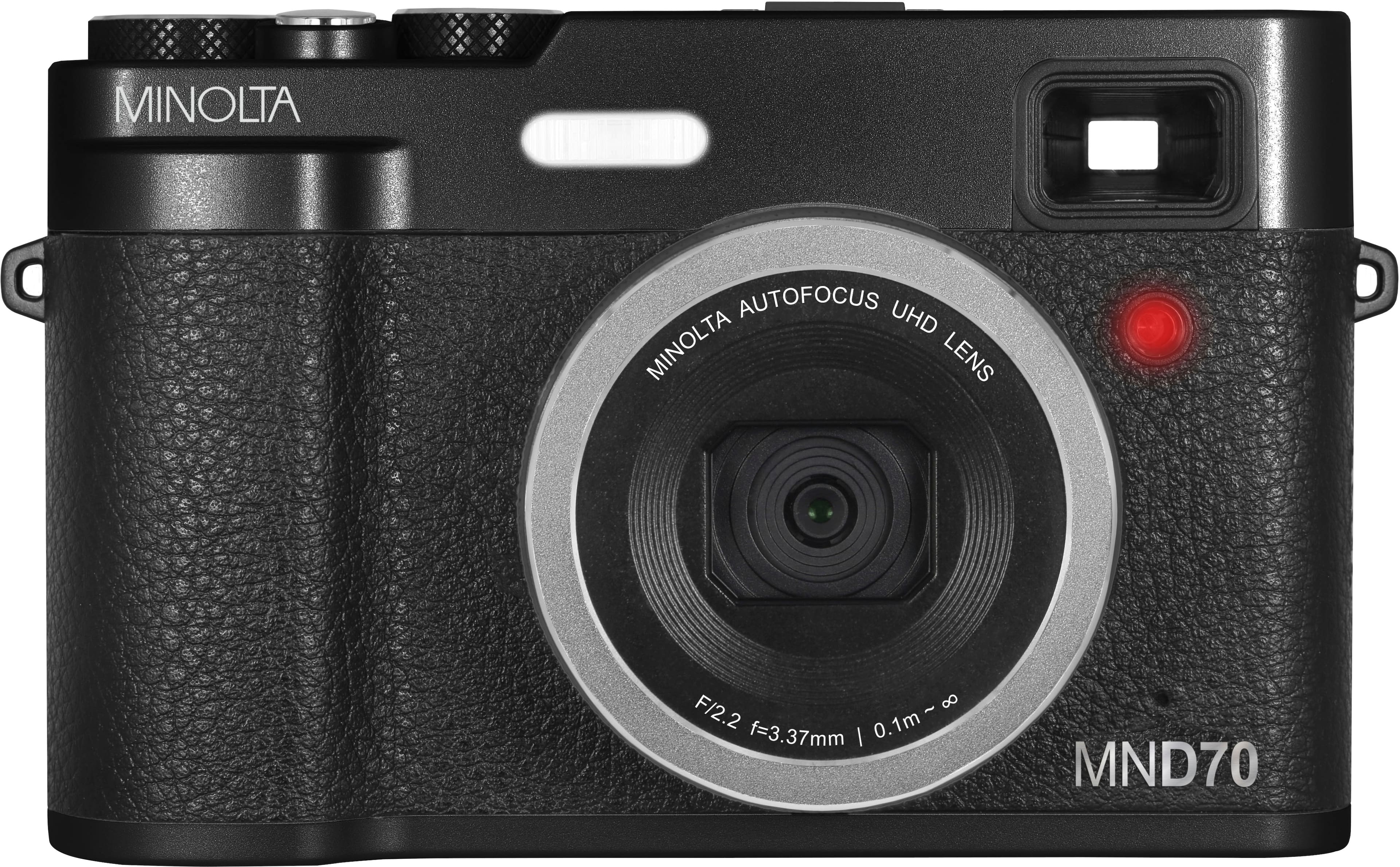 Minolta - Retro MND70 48.0 Megapixel 5K Video Digital Camera with Dual Lens - Black - Front_Zoom