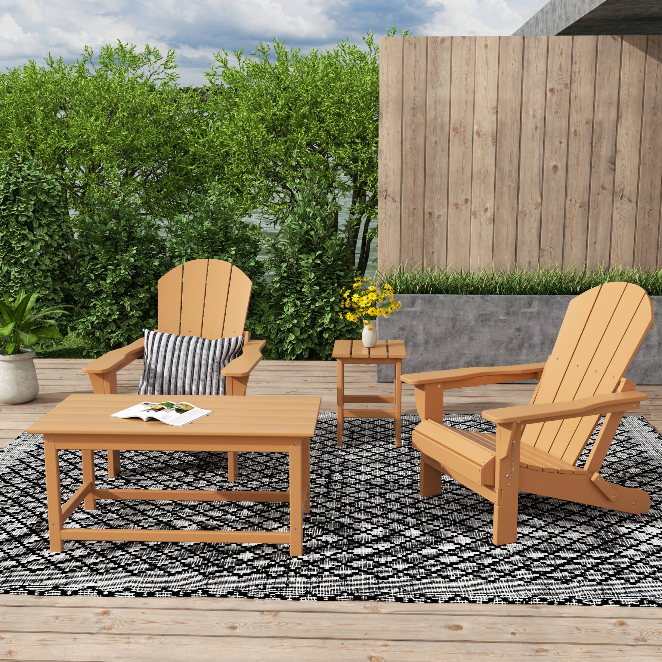 WestinTrends Malibu 4 Piece set Outdoor / Patio Poly Adirondack chairs ...