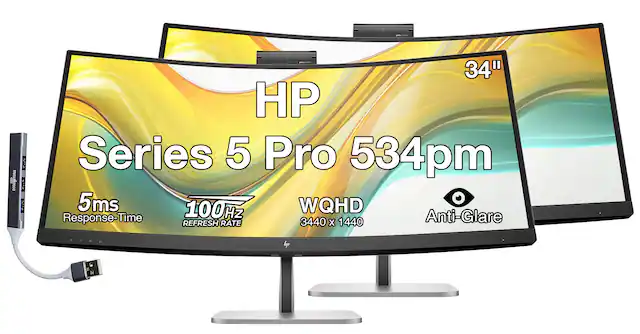 HP Series 5 Pro 534pm 34" WQHD 3440 x 1440 100Hz 5ms Response-Time Anti-Glare