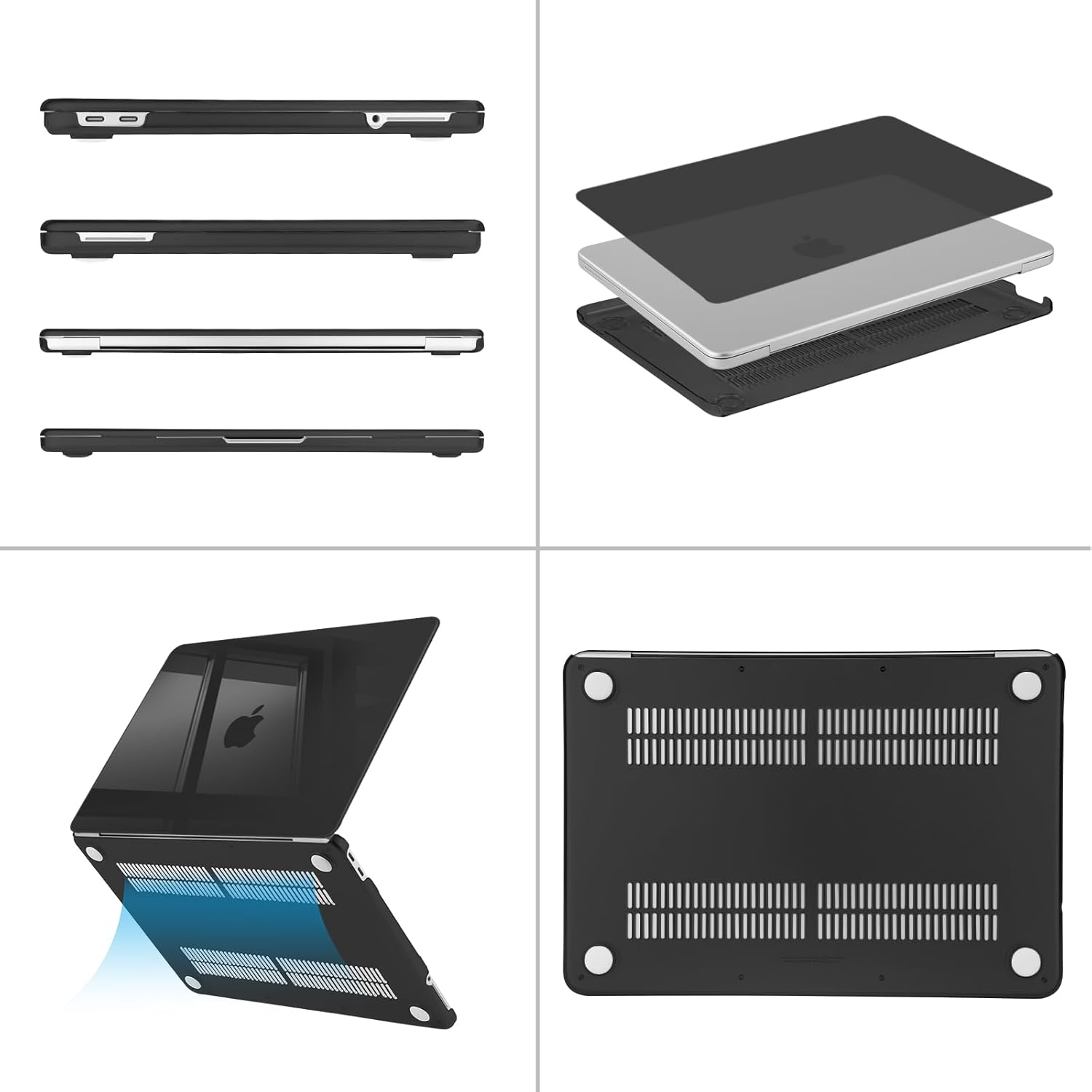 Back. mosiso - For 2026 MacBook Neo Case 13 inch A3404 with A18 Pro Chip, Protective Hard Shell & Keyboard Cover & Screen Film & Pouch - Crystal Black.