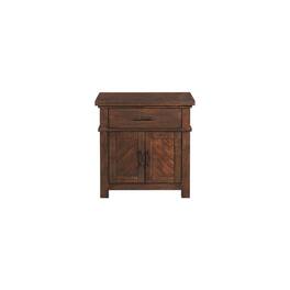 FurniFact - Brown 2-Drawer Wood Nightstand with Modern Design for Bedroom Storage - Cherry
