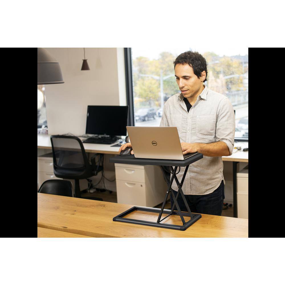 Angle. Rocelco - 19" Portable Standing Desk Riser - Black.