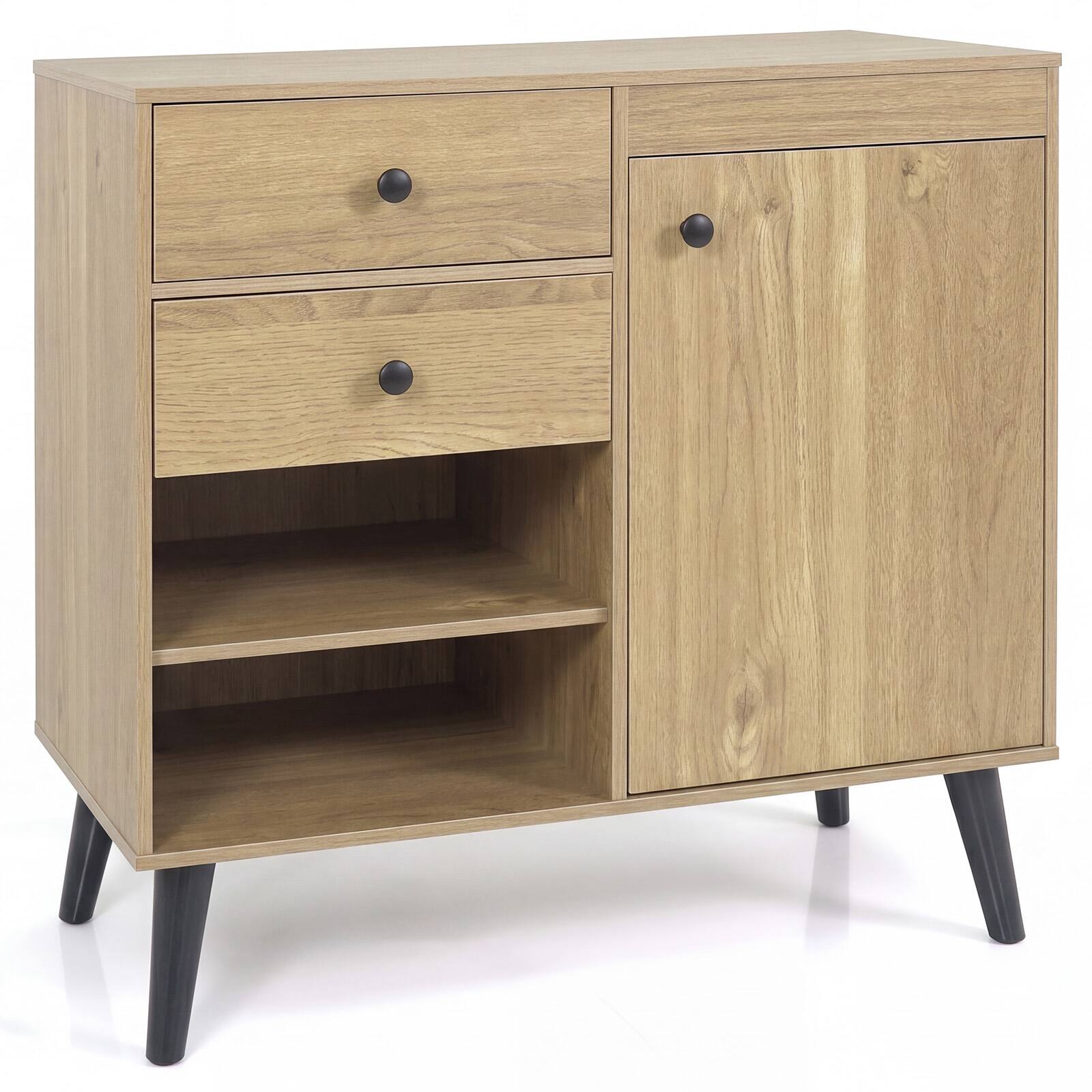 Alt View 9. Costway - Costway 31" Sideboard Credenza Buffet Cabinet with Storage & 2 Open Compartments - Natural.