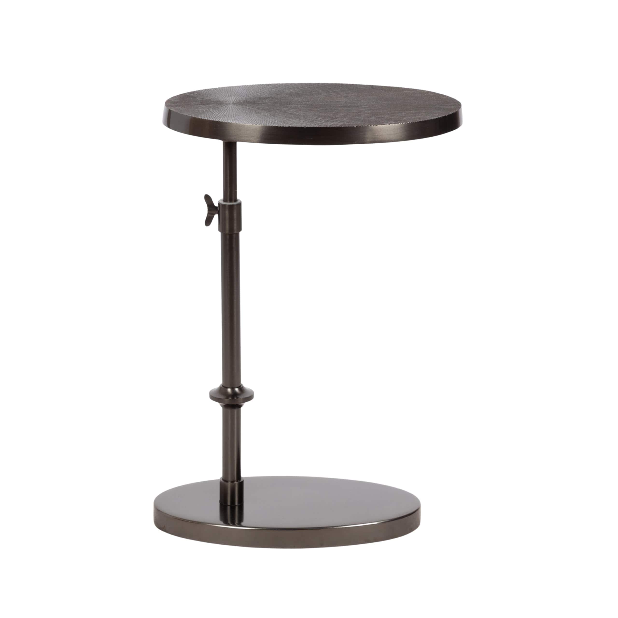 Fabibe - Engles Traditional Adjustable-height Oval C-table 15 X 10 28 Gray Gunmetal Vintage Round Indoor Metal - Default