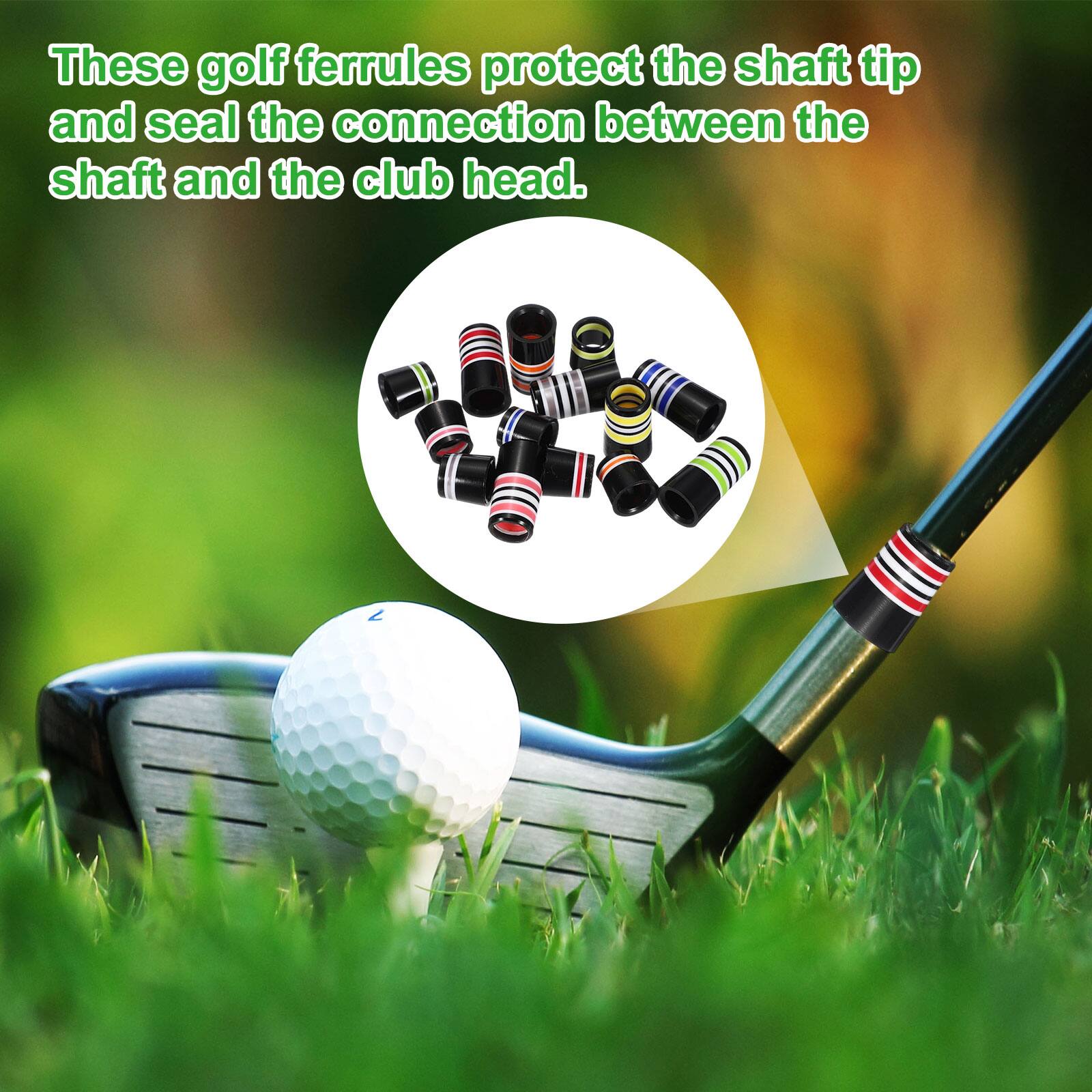These golf ferrules protect the shaft tip and seal the connection between the shaft and the club head.