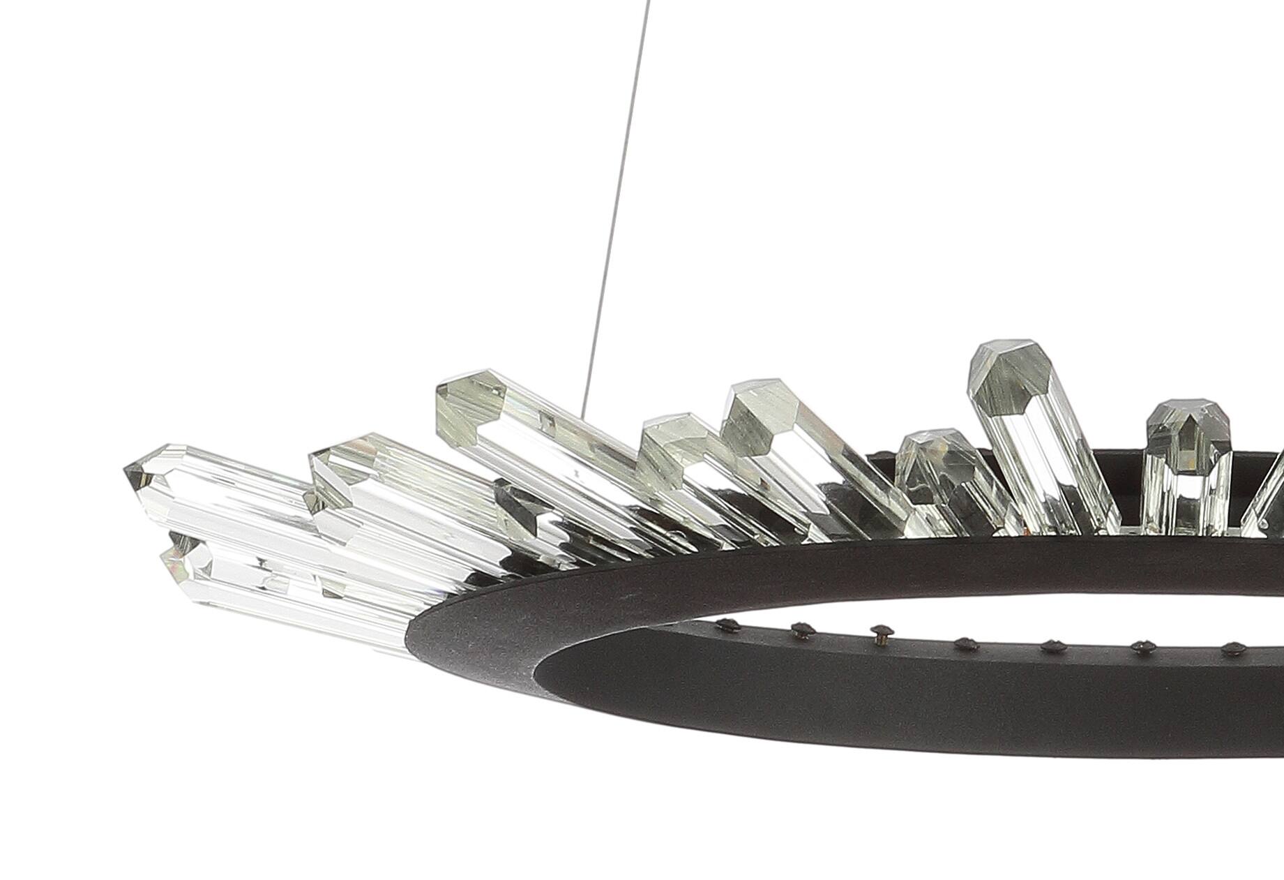 Alt View 4. Jonathan Y - Elsa 24" Adjustable Integrated LED Modern Crystal Pendant, Black/Clear - Black/Clear.