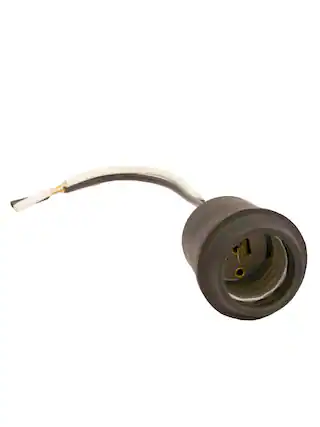 Front. Leviton - 124-D Incandescent Lampholder, Medium Base, Single Circuit, 660W 250V, Shoulder for Clamp Shade - White.