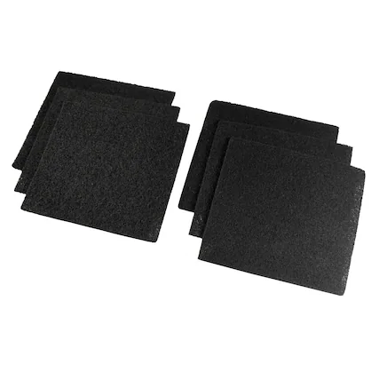 Front. HQRP - Activated charcoal carbon litter box filters, hooded design compatible, 6 pack 6 x 6.5 in trimmable 10 mm pads - Black.