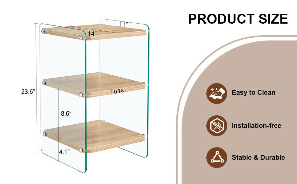 PRODUCT SIZE  
23.6" x 14" x 8.6"  
0.78"  

Easy to Clean  
Installation-free  
Stable & Durable