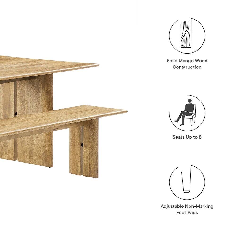 Solid Mango Wood Construction  
Seats Up to 8  
Adjustable Non-Marking Foot Pads