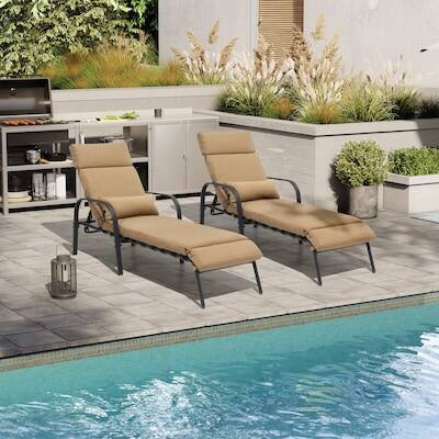 Alt View 2. Crestlive Products - Crestlive Products Set of 2 Brown Metal Frame Adjustbale Chaise Lounge Chair with Cushion and Pillow - Brown.