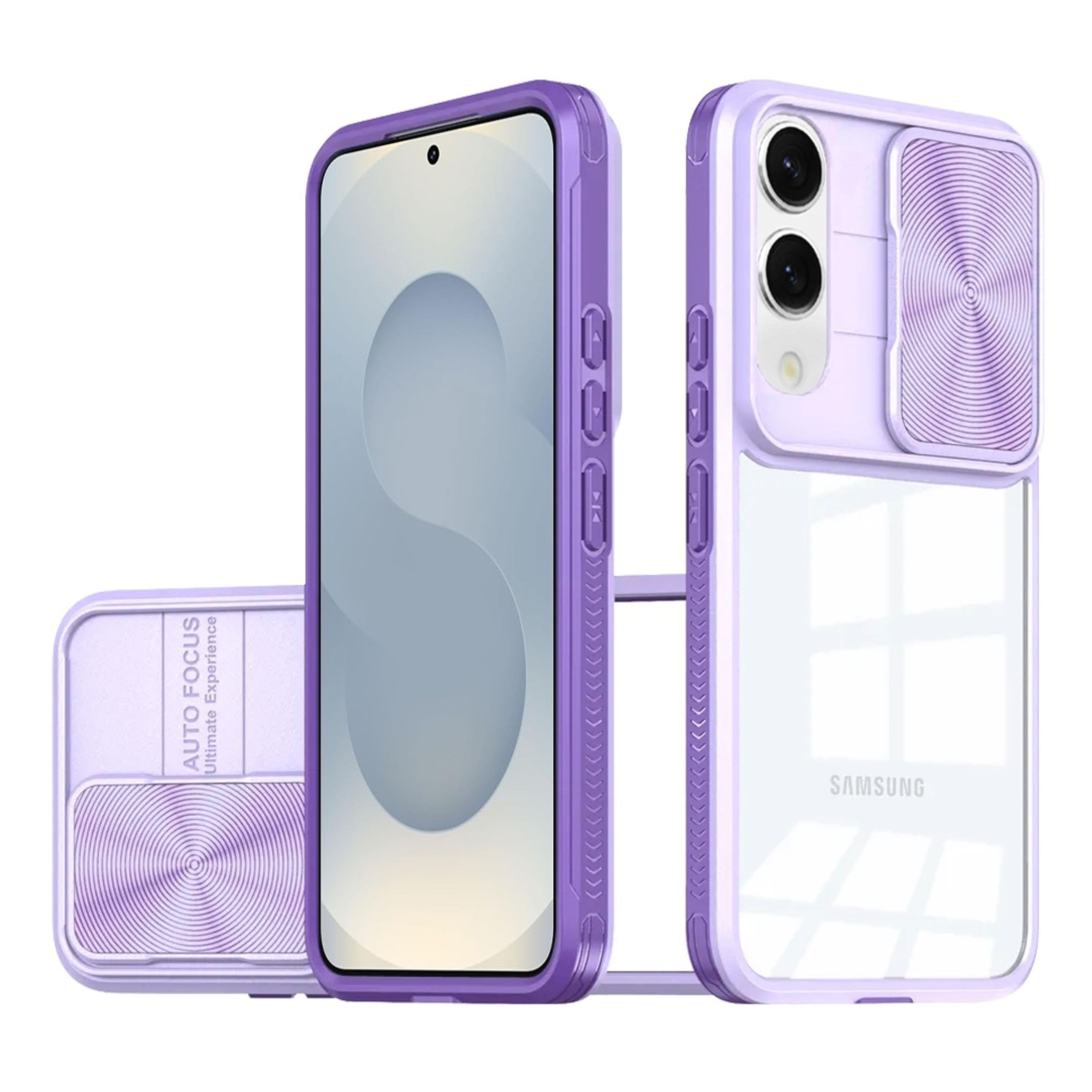 Kitcheniva - Rugged Clear Back Sliding Lens Cover Phone Case With Tempered Glass For Samsung Galaxy S25 Edge - Purple price history on PriceWatchPro