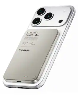 Momax - Ultra-Thin Magnetic Power Bank 5000mAh with 7.5W Wireless for iPhone & 20W with Cable Fast Charging - Titanium Gold