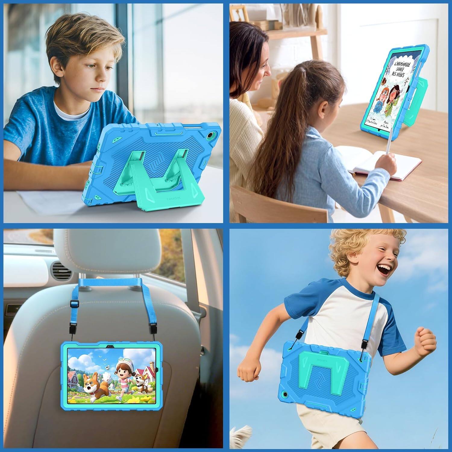 Alt View 2. Fintie - Kid-Friendly Case for Samsung Galaxy Tab A11+/ Tab A9+ 11 Inch, Rugged Shockproof Cover, With Kickstand & Shoulder Strap - Blue.