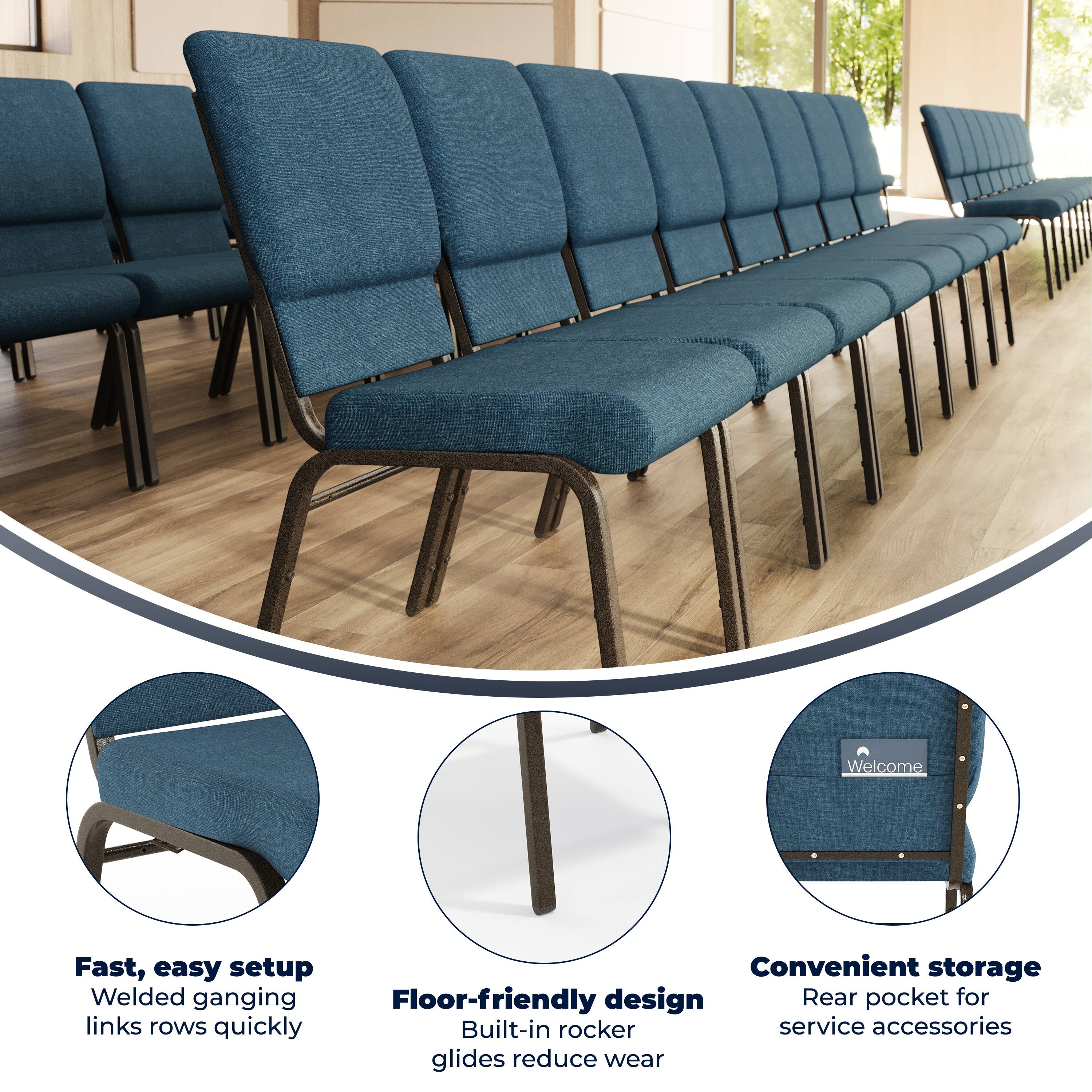 Welcome

Fast, easy setup  
Welded ganging links rows quickly

Convenient storage  
Rear pocket for service accessories

Floor-friendly design  
Built-in rocker glides reduce wear