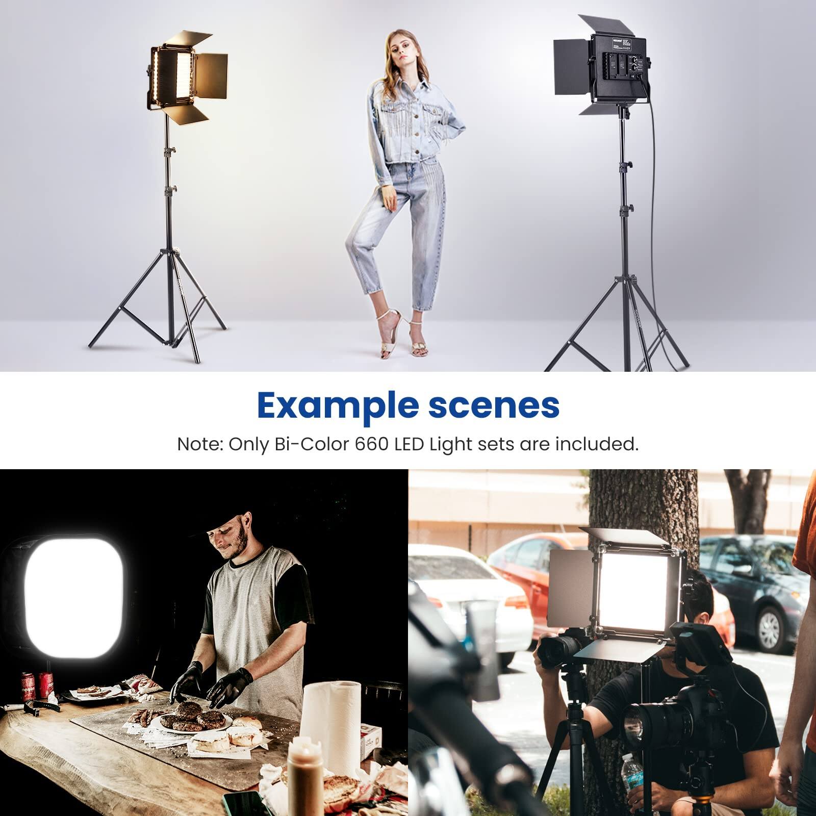 Example scenes  
Note: Only Bi-Color 660 LED Light sets are included.