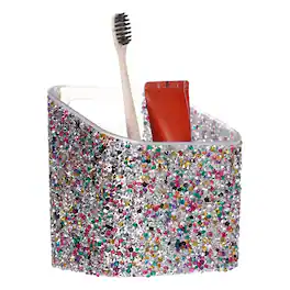 Unique Bargains - 3.6 x 3.6 x 4.3 Inch Wall-Mounted Makeup Brush Holder with Clear Adhesive for Organizing Makeup Pencils - Mixed Colors