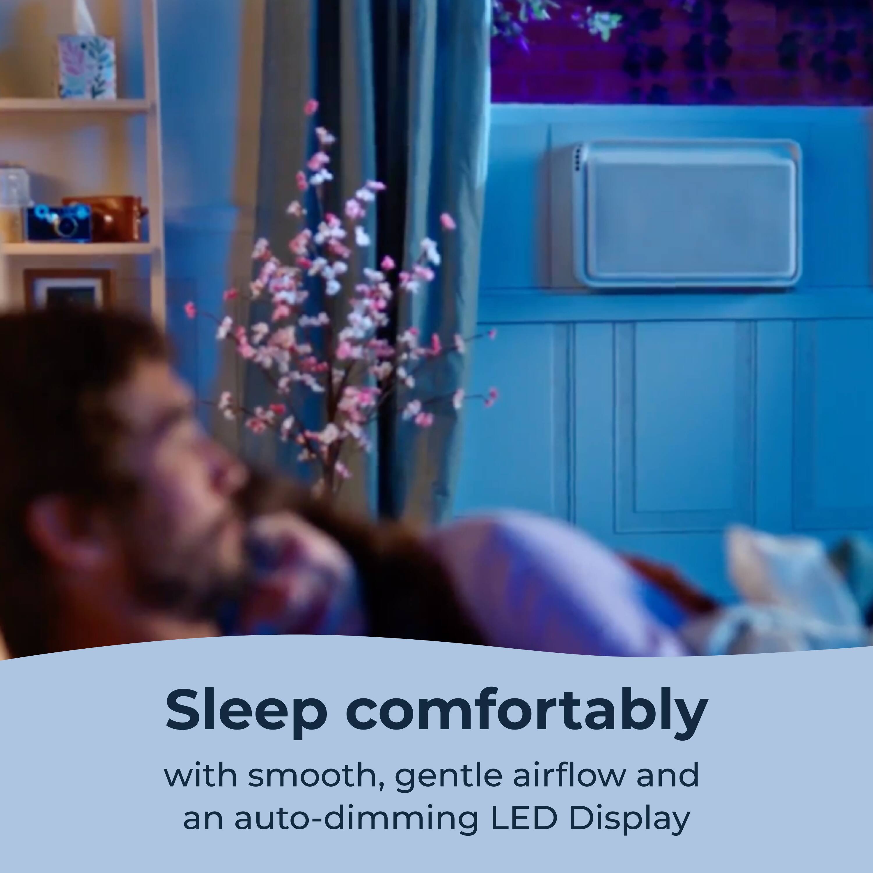 Sleep comfortably with smooth, gentle airflow and an auto-dimming LED Display