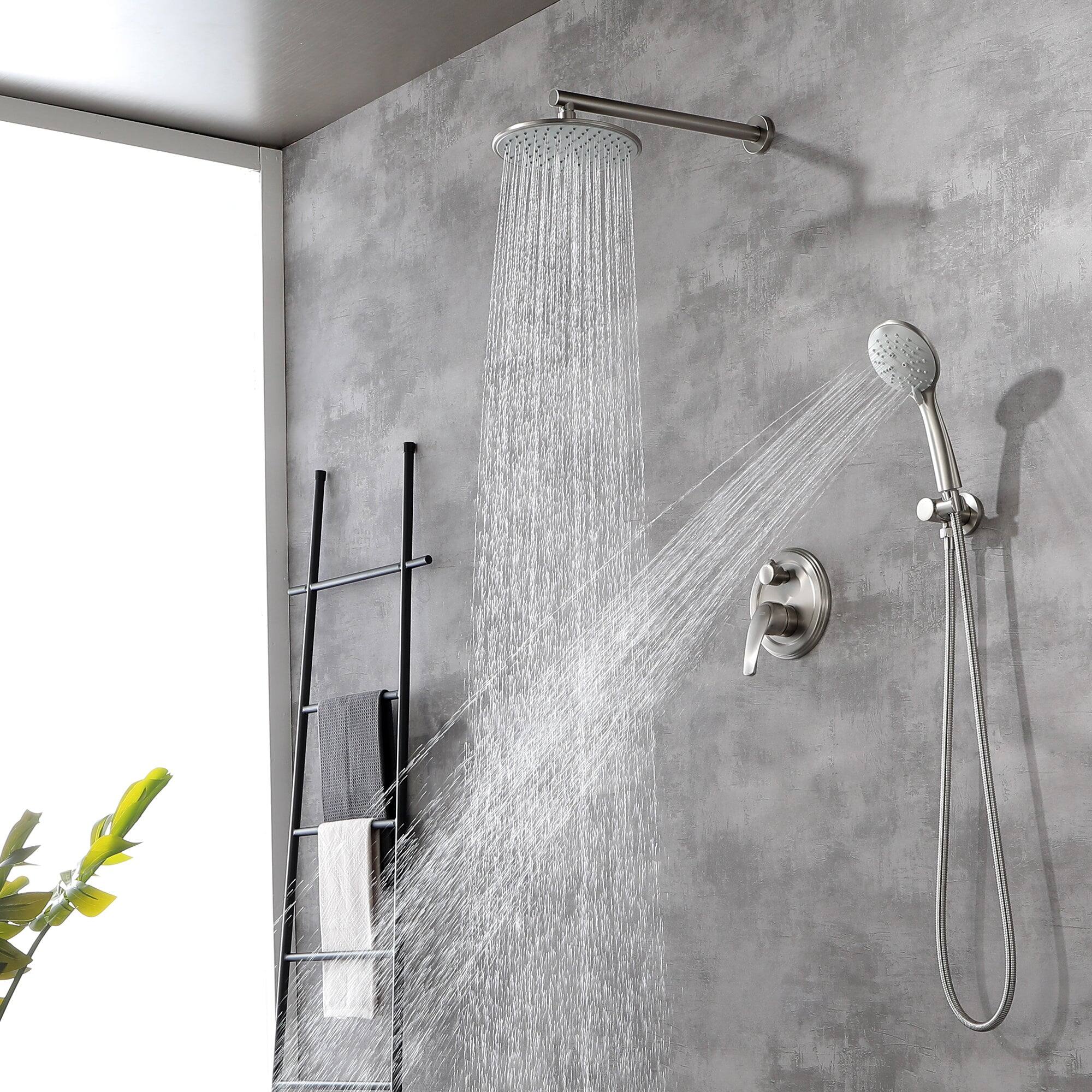 Alt View 9. Boyel Living - 5-Spray Patterns with 2.4 GPM 9 in. Wall Mount Dual Shower Heads with Valve Included in Brushed Nickel - Brushed Nickel.