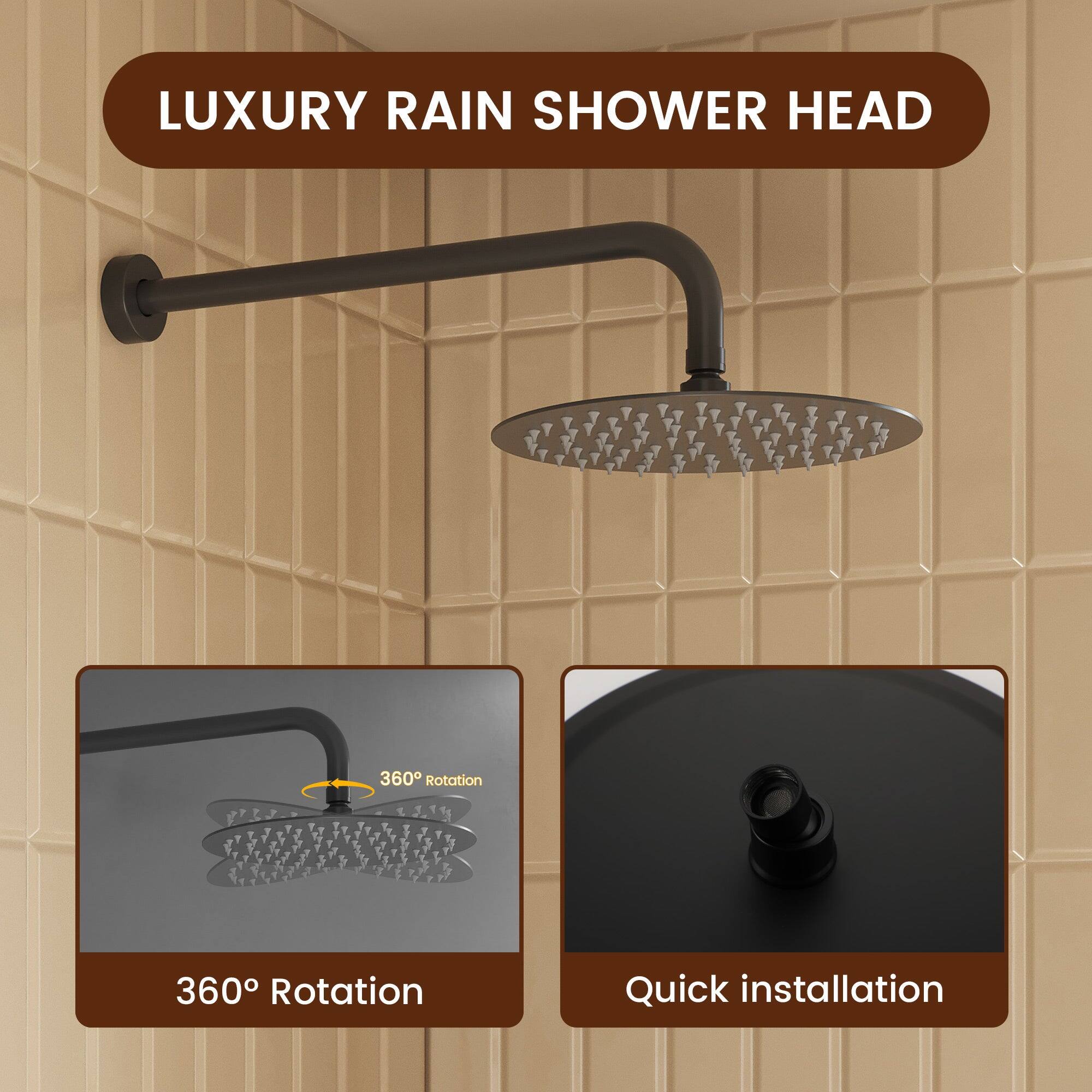 LUXURY RAIN SHOWER HEAD 360° Rotation Quick installation